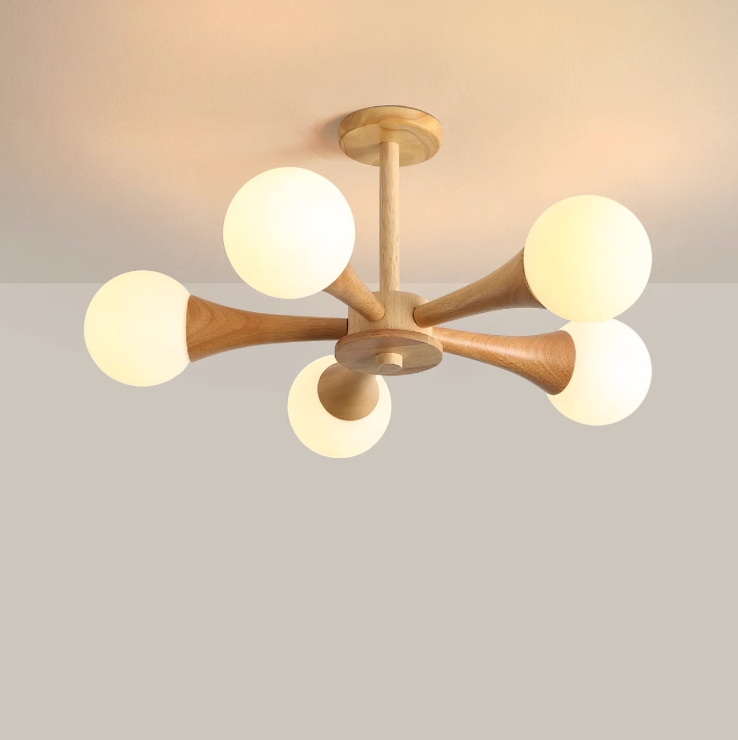 Modern Wooden Ceiling Light  Triple Globe Glass Shades - Product detail 20