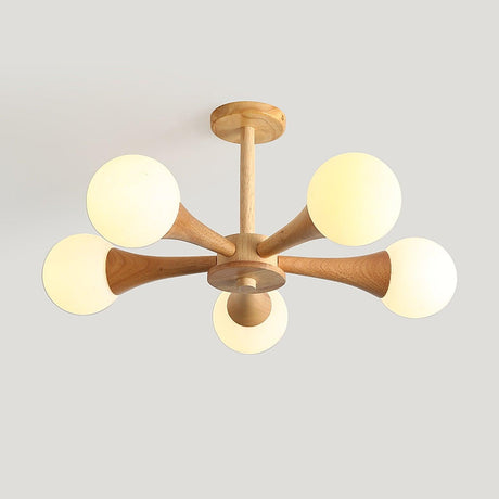Modern Wooden Ceiling Light  Triple Globe Glass Shades - Product detail 27