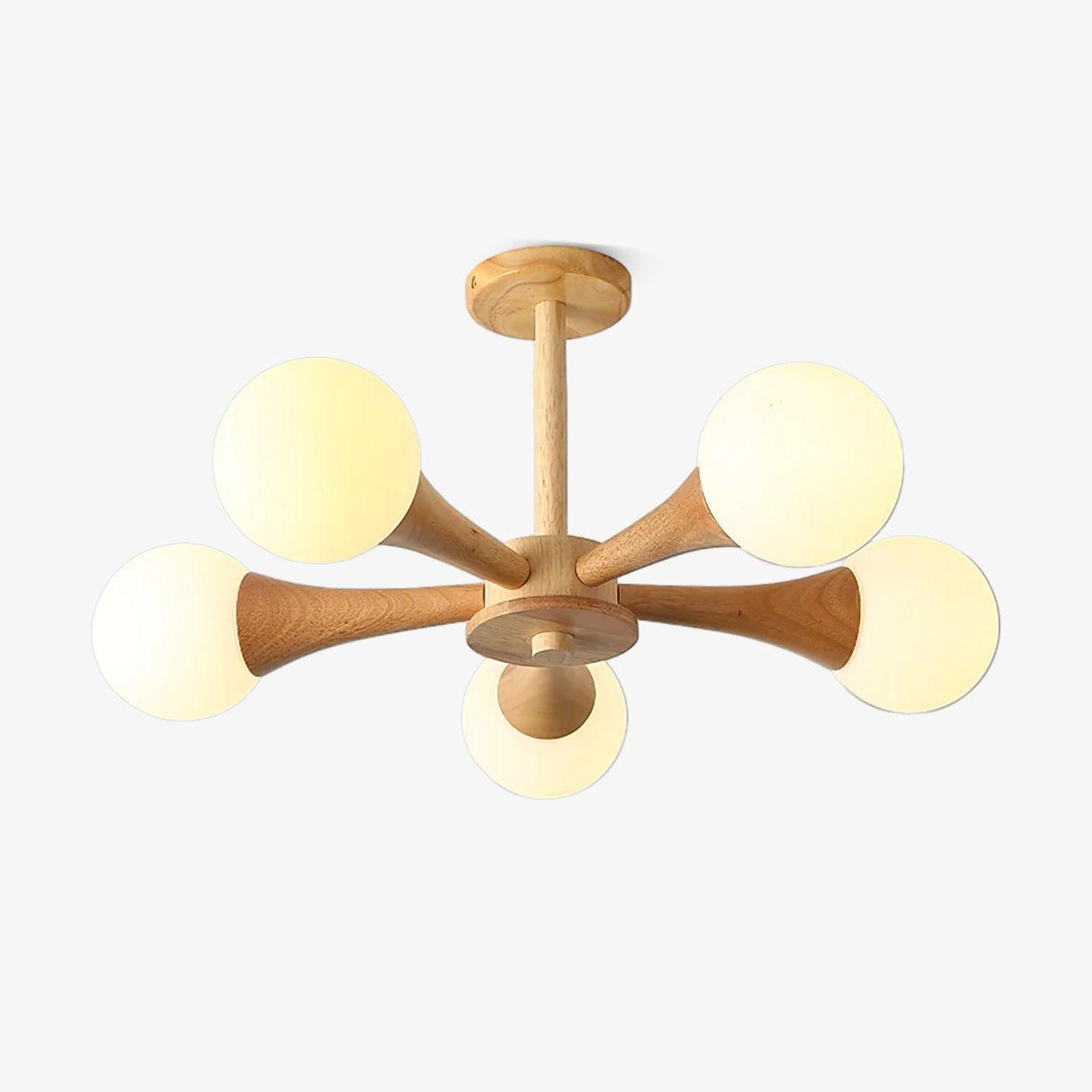 Modern Wooden Ceiling Light  Triple Globe Glass Shades - Product detail 7