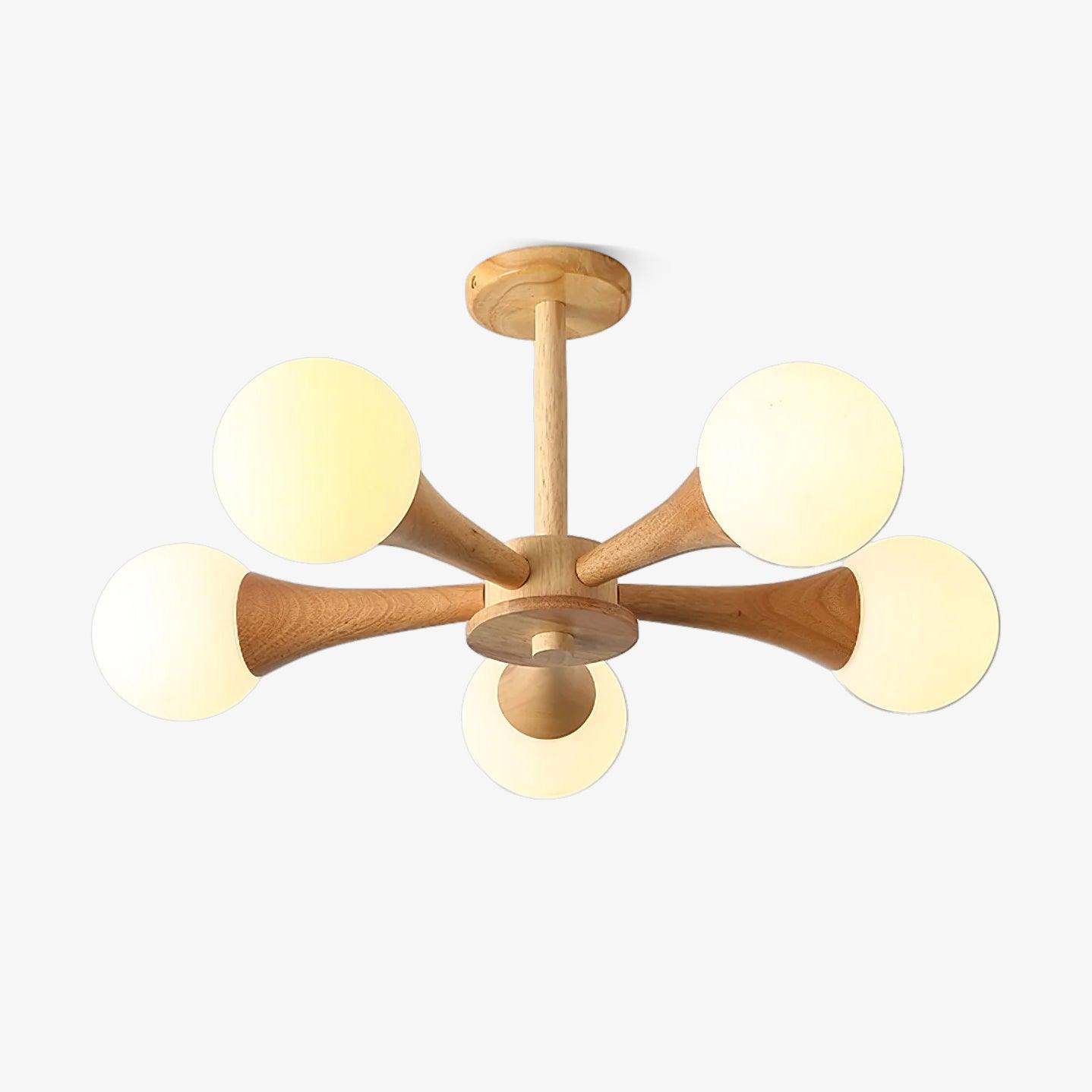 Modern Wooden Ceiling Light  Triple Globe Glass Shades - Product detail 7