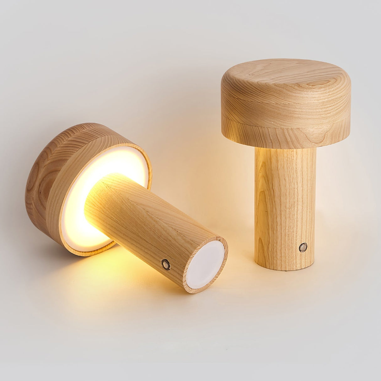 Modern Wooden Table Lamp Natural Ash Mushroom Design - Product example