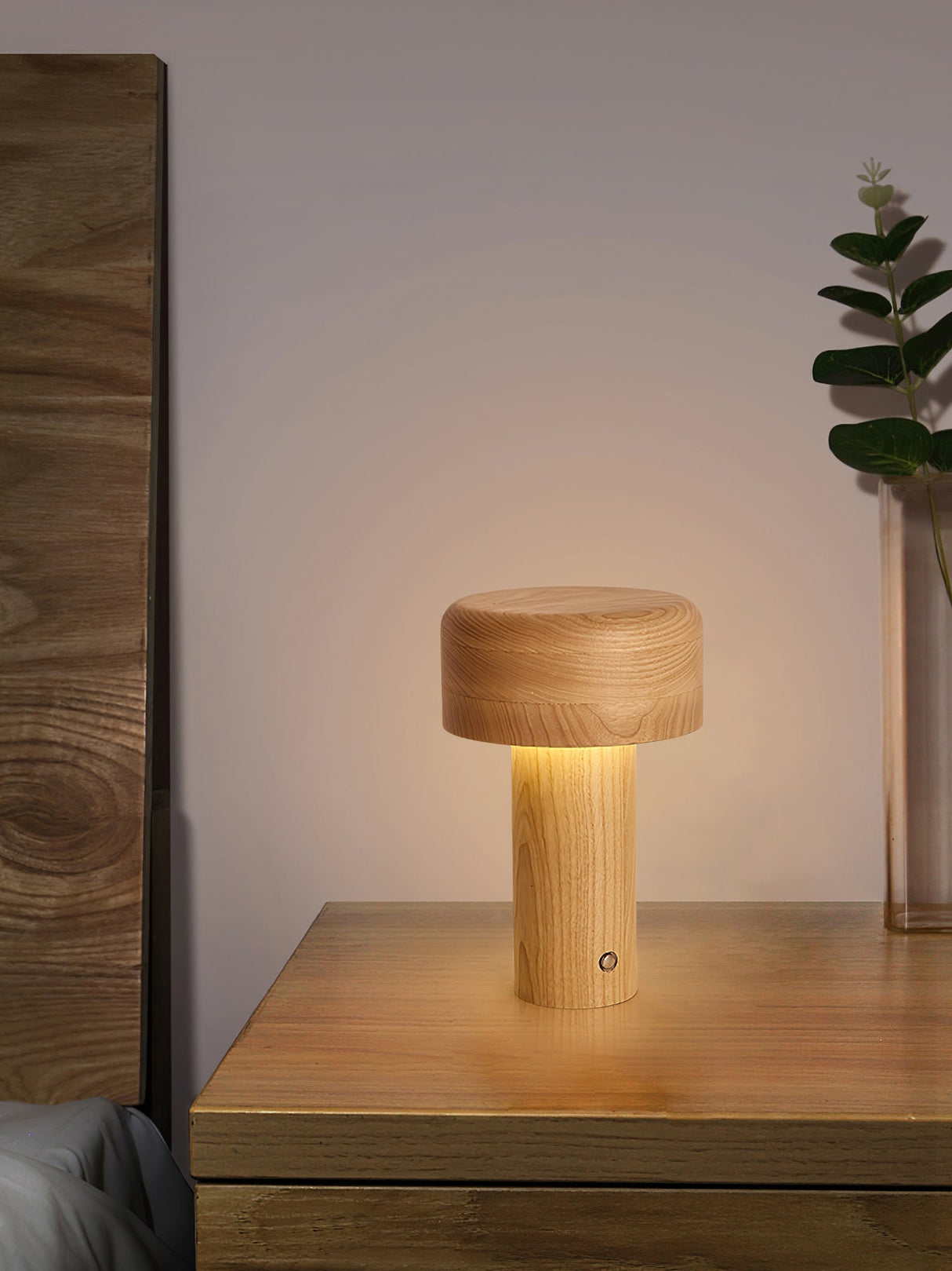 Modern Wooden Table Lamp Natural Ash Mushroom Design - Product detail 11