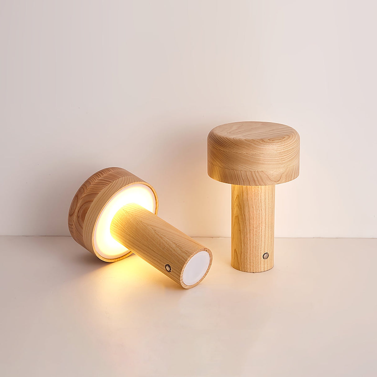 Modern Wooden Table Lamp Natural Ash Mushroom Design - Product detail 5