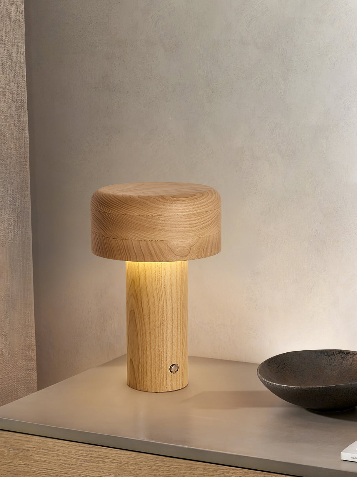 Modern Wooden Table Lamp Natural Ash Mushroom Design - Product detail 15
