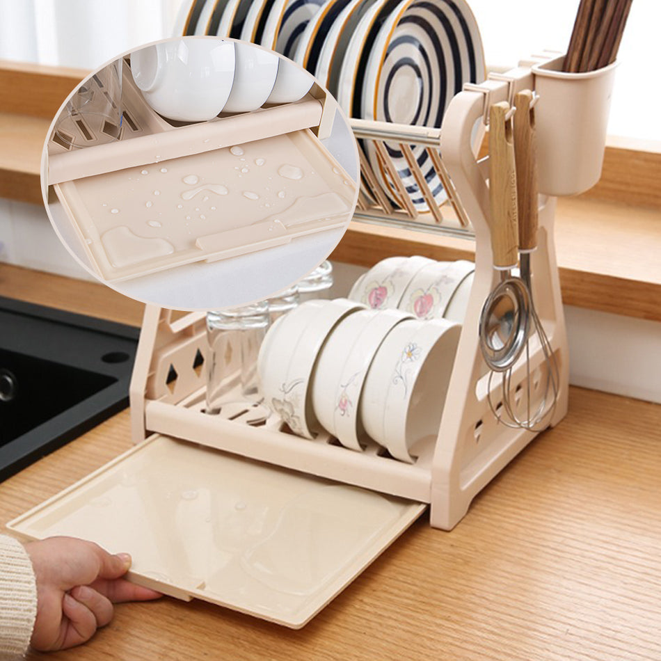 Kitchen Dish Drying Rack 2-Tier Stainless Steel Design - Detailed view