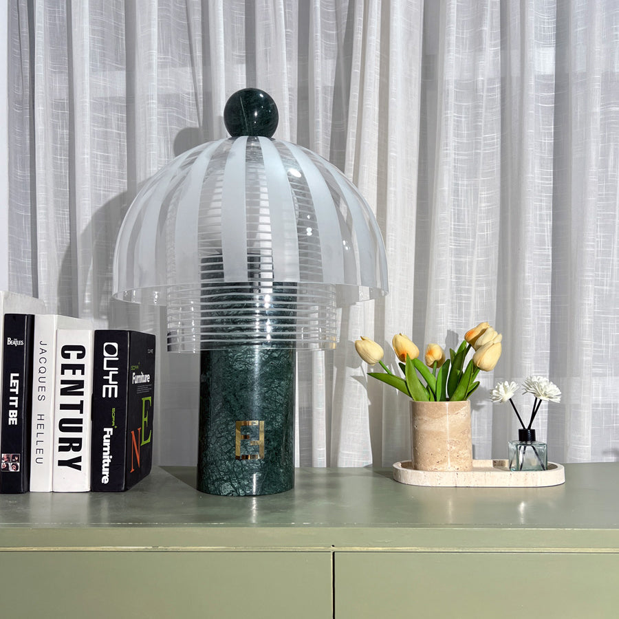 Modern Marble Table Lamp Green Base Glass Dome Design - Product detail 7