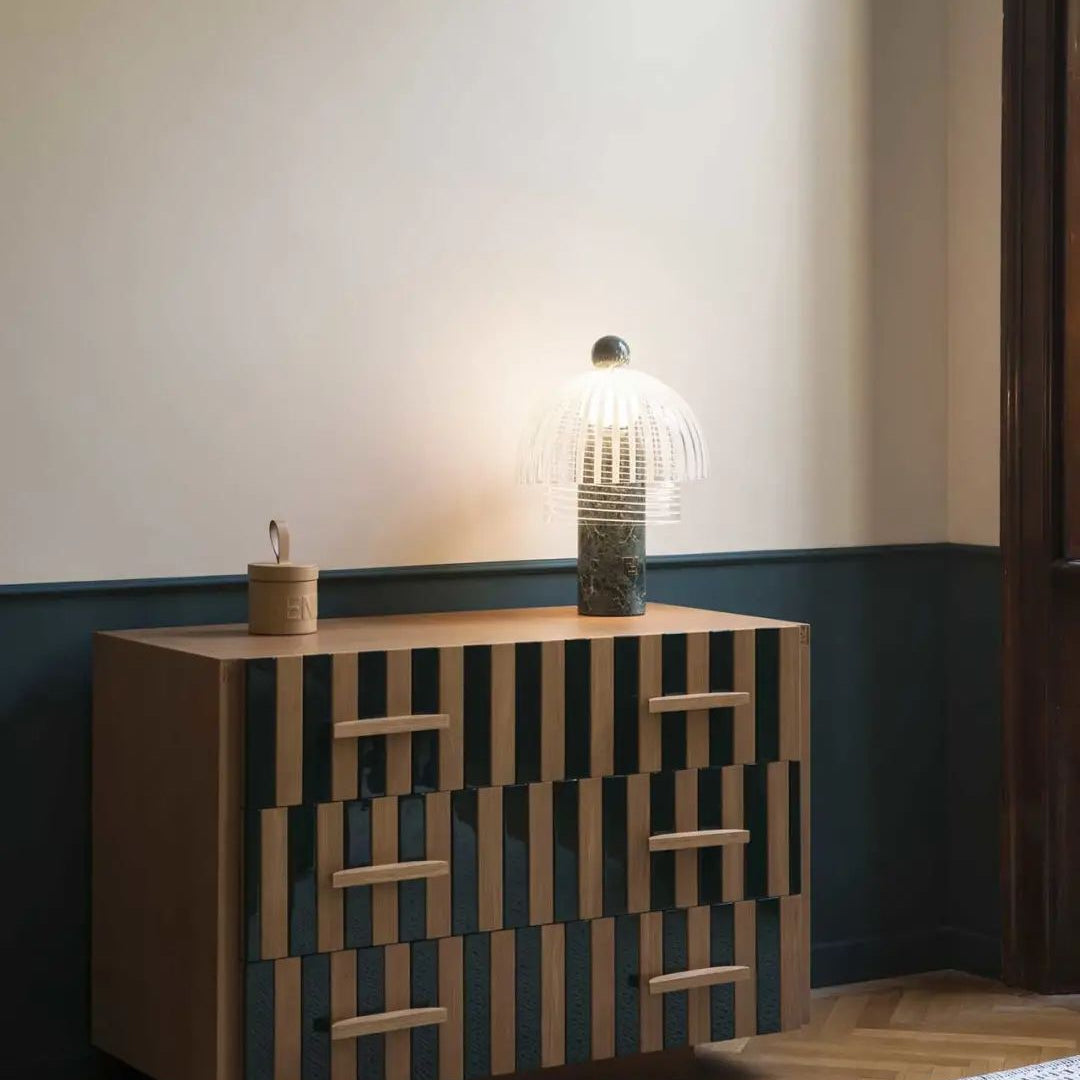 Modern Marble Table Lamp Green Base Glass Dome Design - Product detail 4