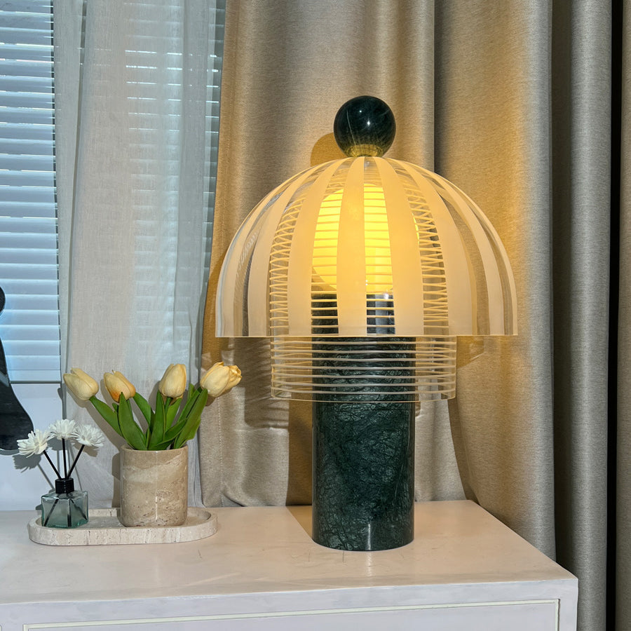 Modern Marble Table Lamp Green Base Glass Dome Design - Product example