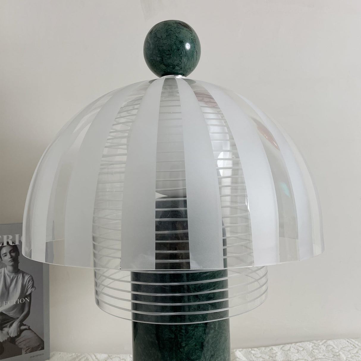 Modern Marble Table Lamp Green Base Glass Dome Design - Product detail 10