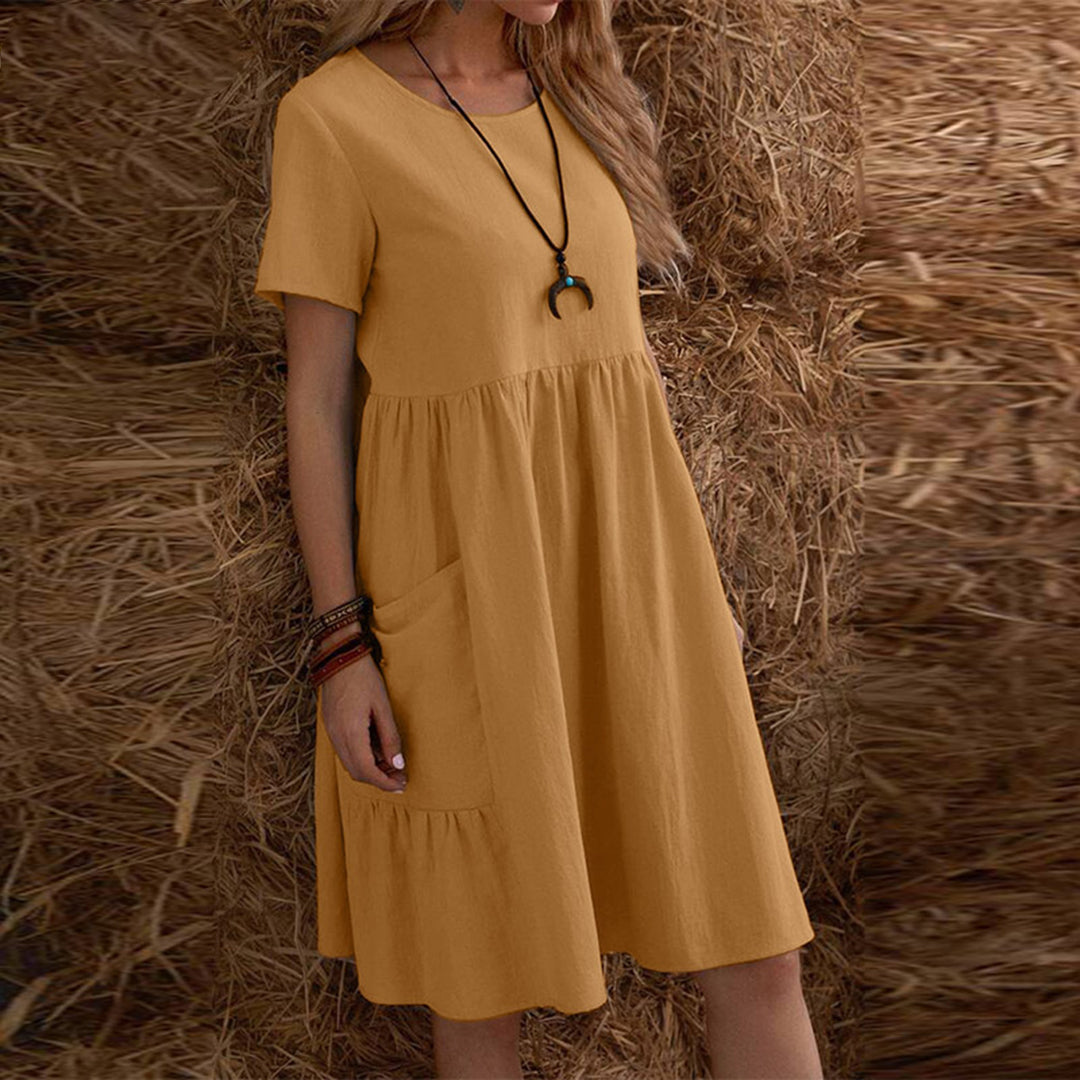 Summer Midi Dress Tiered Cotton Blend Casual Design - Product detail 6