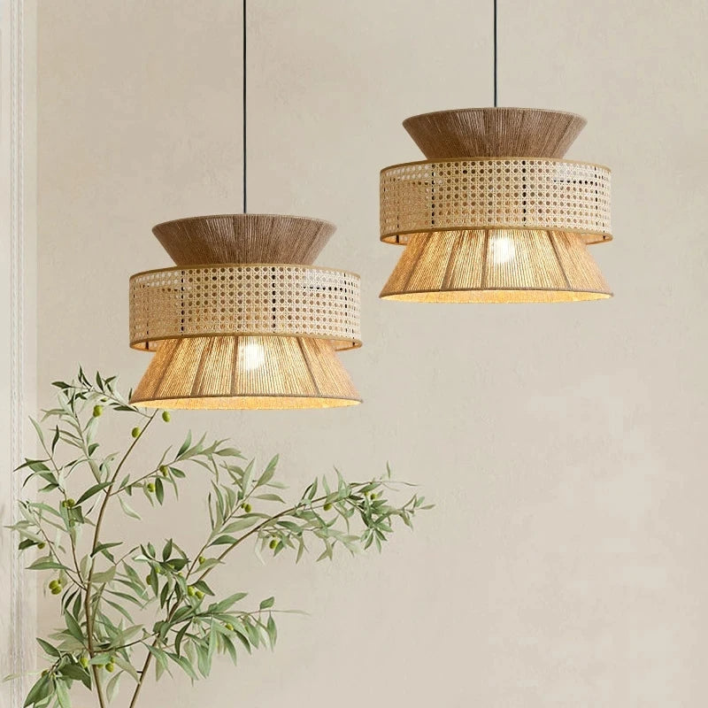 Rattan Pendant Light Natural Woven Cane Design - Product showcase