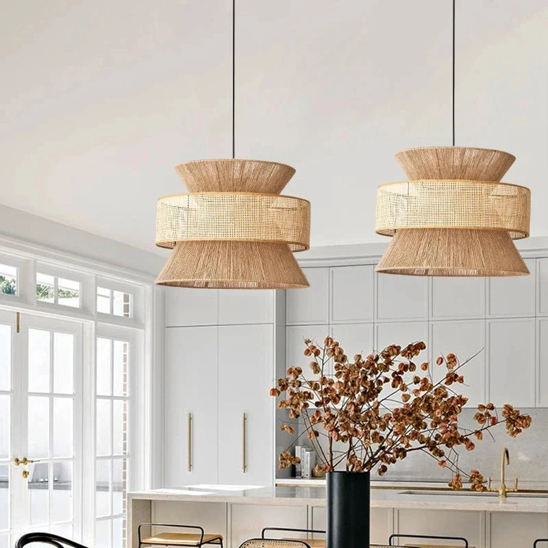 Rattan Pendant Light Natural Woven Cane Design - Product example