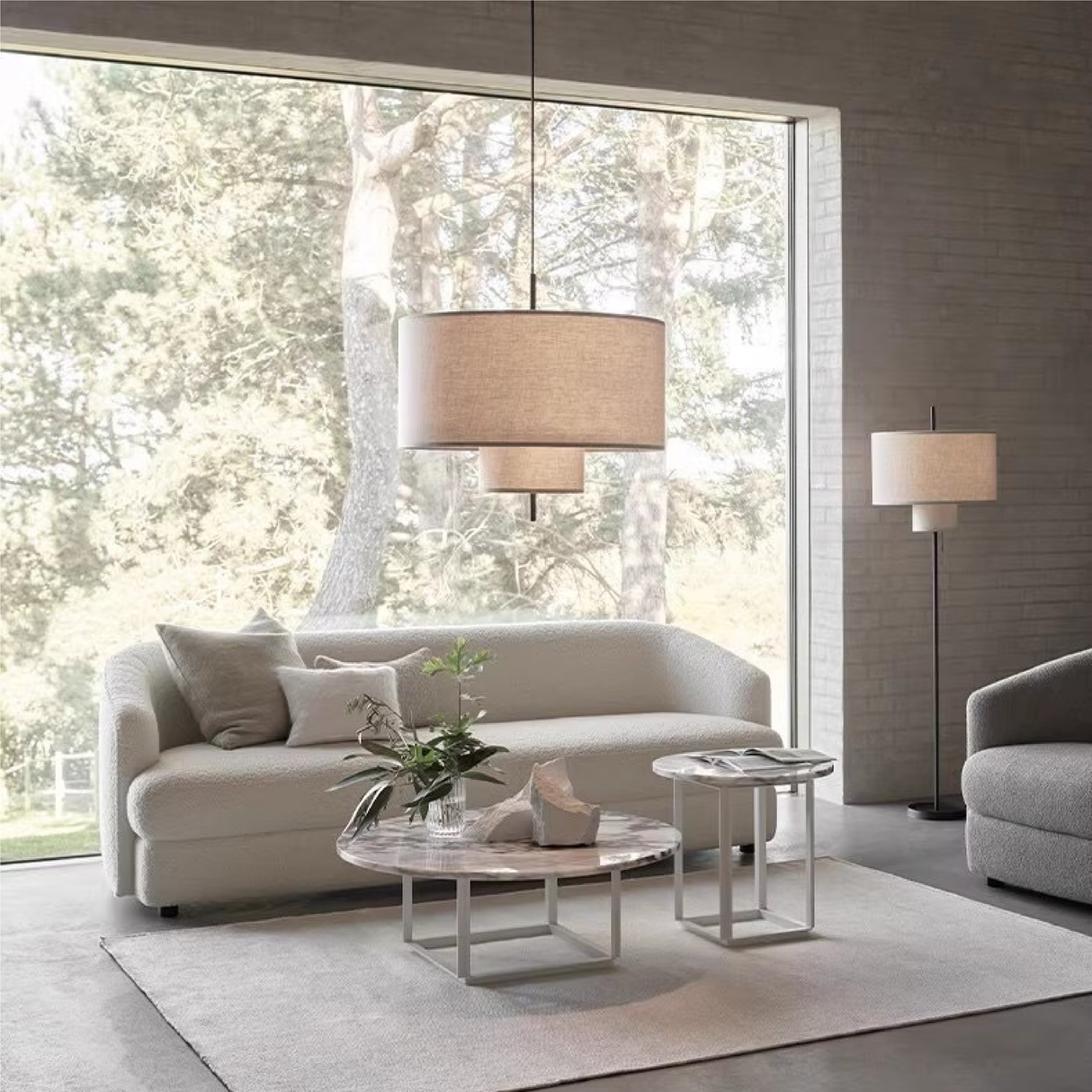 Modern Pendant Light Double Layer Linen Shade - Product detail 5