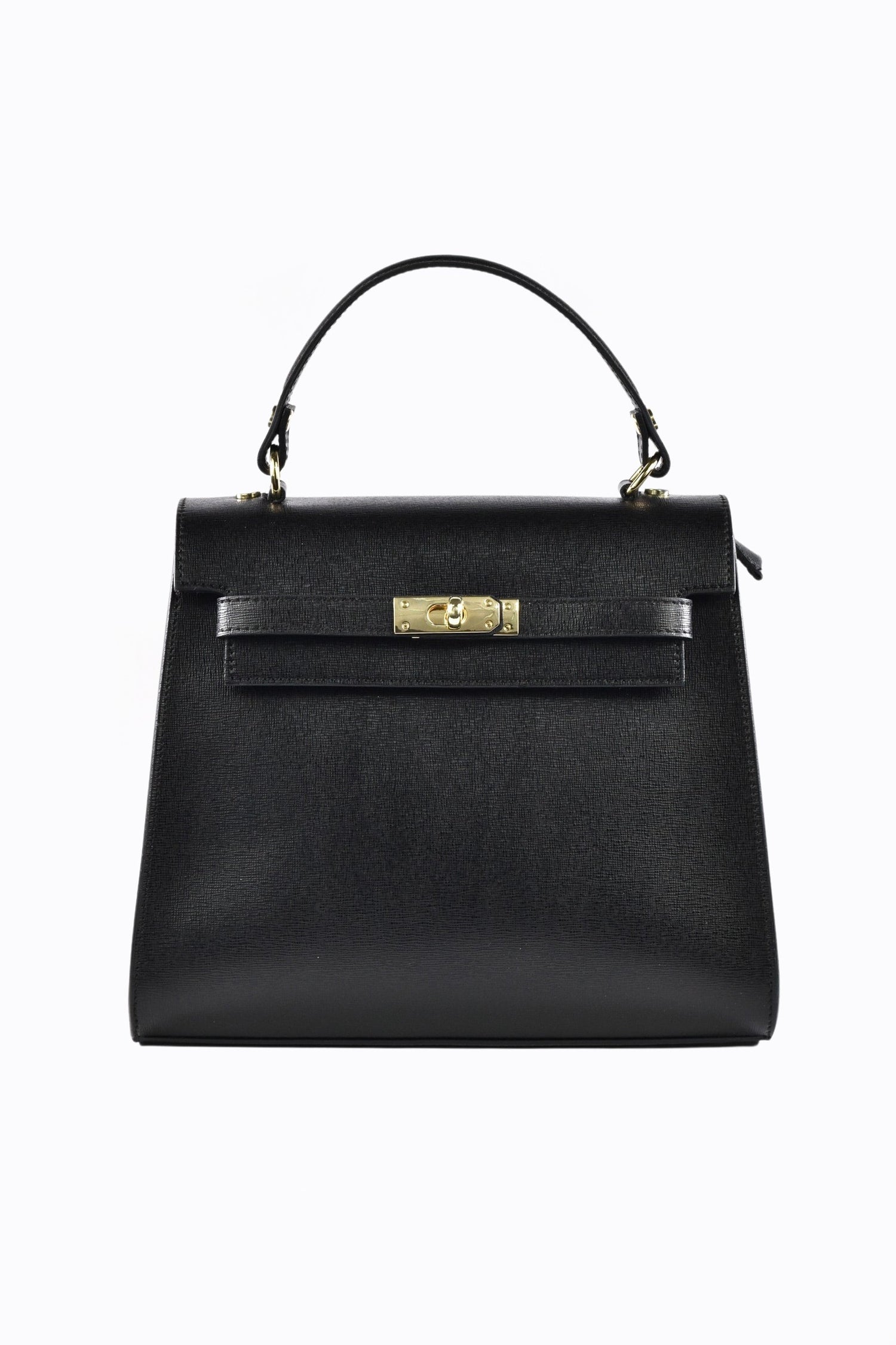 Structured Leather Handbag  Saffiano Top Handle Design - Product showcase