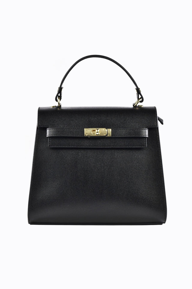 Structured Leather Handbag  Saffiano Top Handle Design - Product showcase