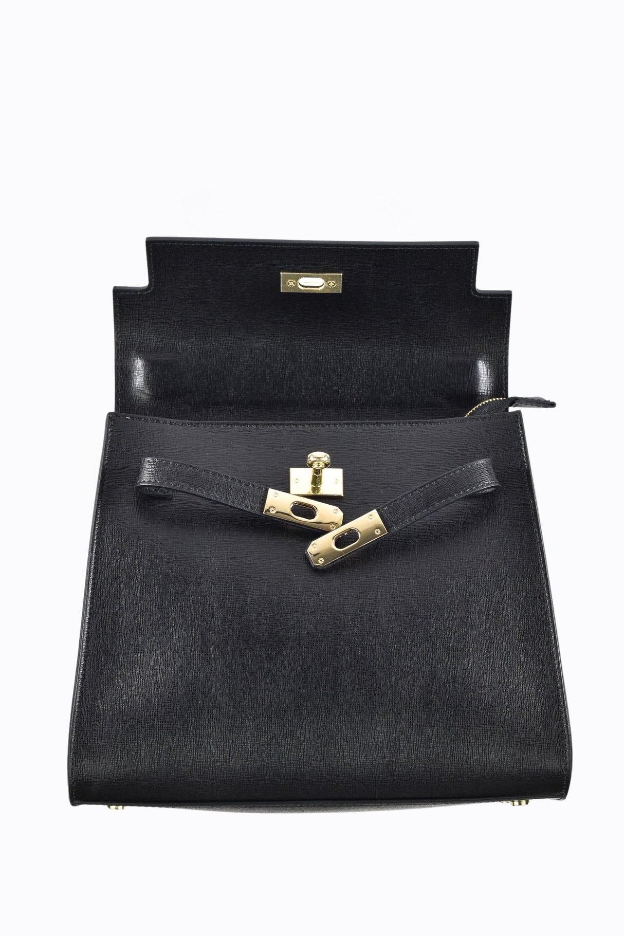 Structured Leather Handbag  Saffiano Top Handle Design - Product detail 5