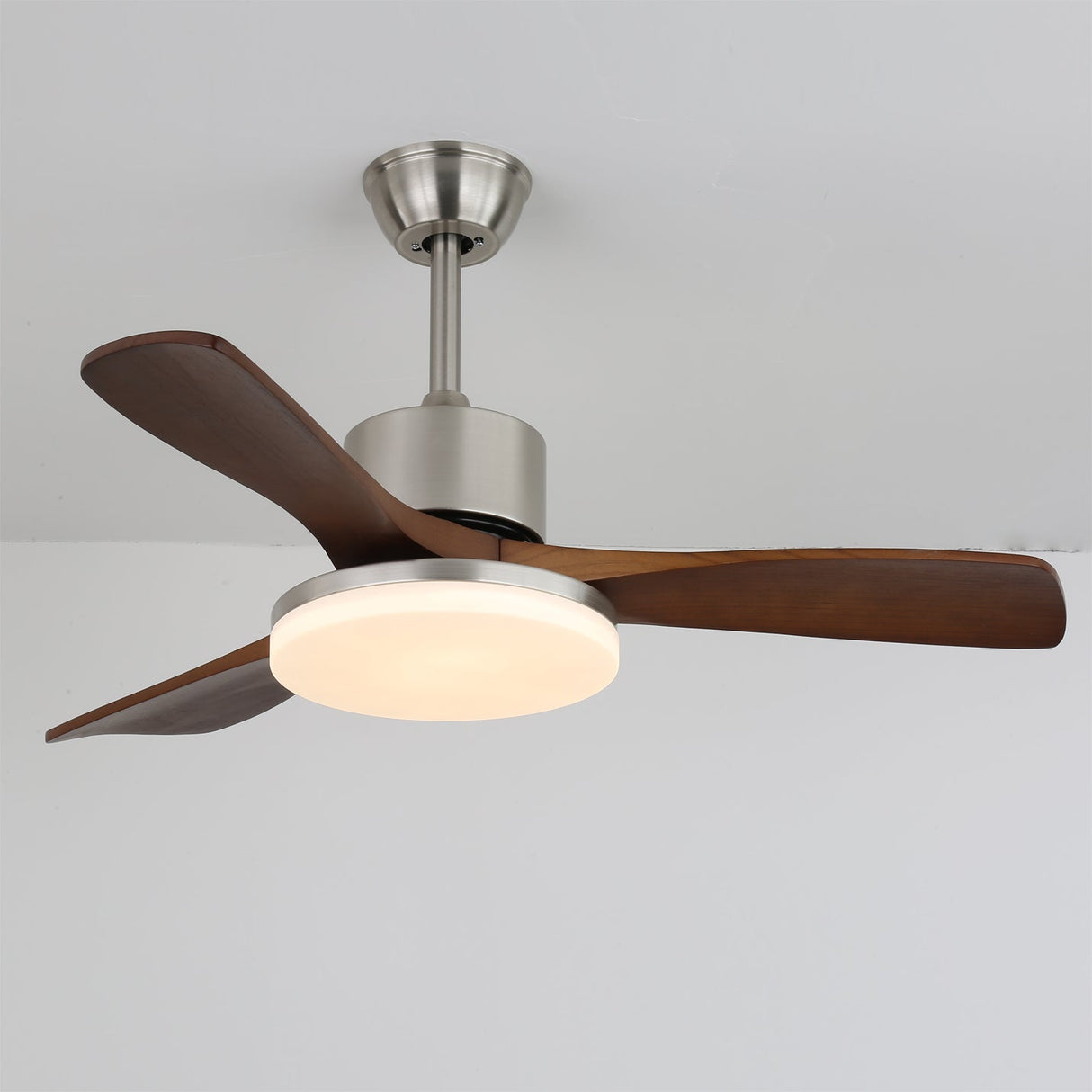 Modern Wooden Ceiling Fan Brushed Nickel LED Light Kit - Product detail 14