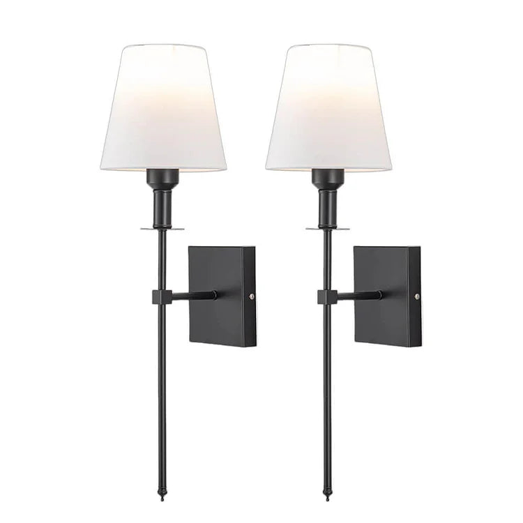 Modern Wall Sconce Black Metal Frame With White Shade - Product detail 6