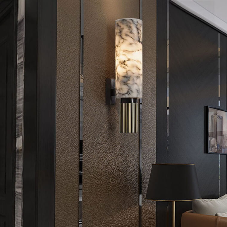 Marble Wall Sconce Natural Stone Cylindrical Shade - Product detail 4