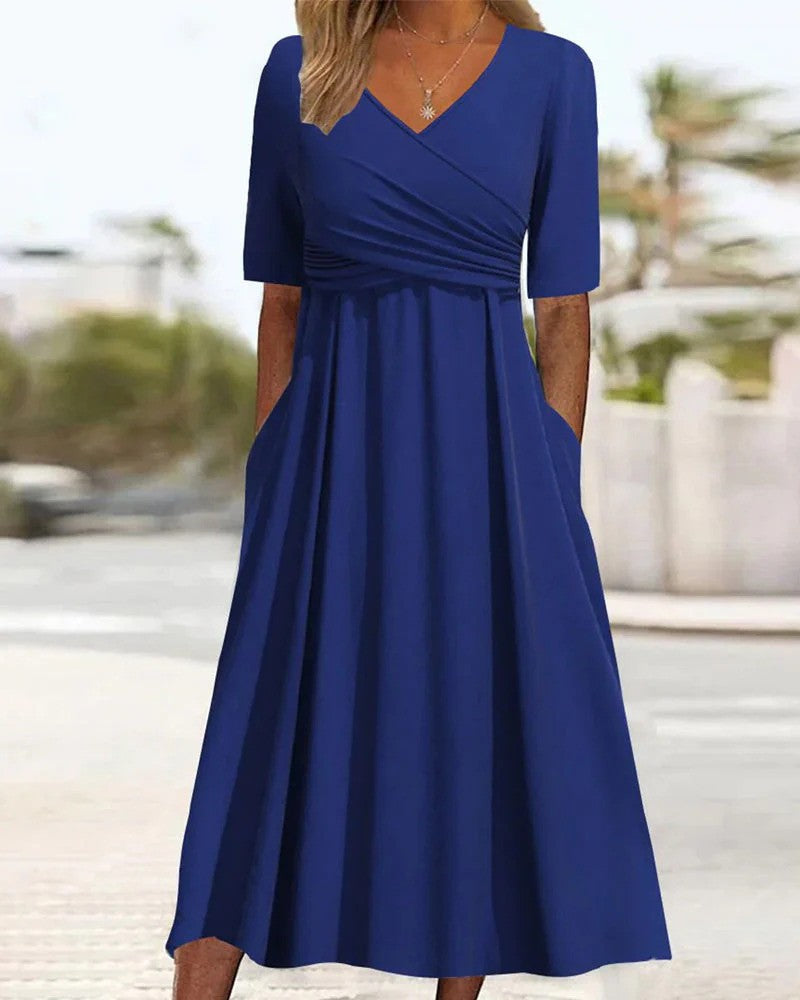 Classic Wrap Dress V-Neck A-Line Design - Product example