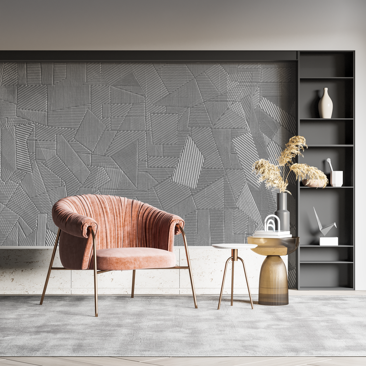 Geometric Mural Wallpaper | Modern Grey Linear Pattern
