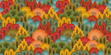 Papier Peint Mural Forêt | Motif d'Arbres d'Automne Colorés