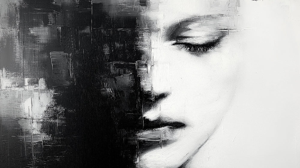 Abstract Face Portrait design file showing detailed black and white artistic pattern