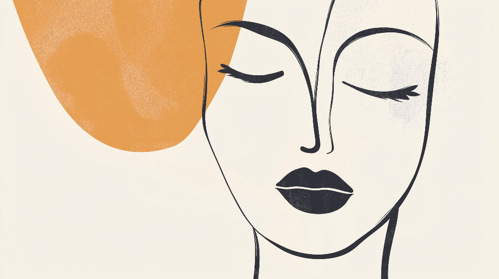 Abstract Face Line Art Wallpaper design file showing elegant black lines and terracotta accents