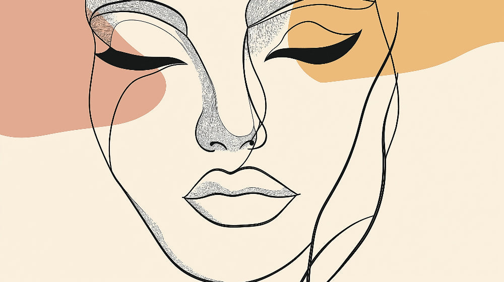 Minimalist line art face design file showing intricate details and flowing lines