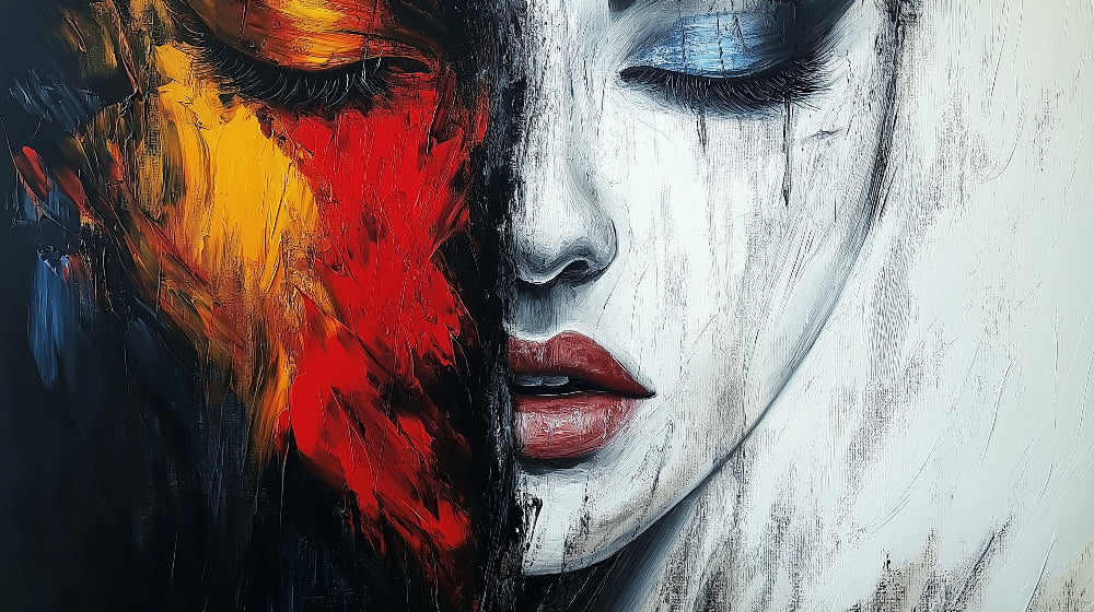 Abstract face wallpaper design file showing detailed red and white artistic pattern