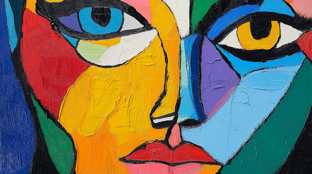 Abstract Face Wallpaper design file showing vibrant geometric portrait pattern and color details