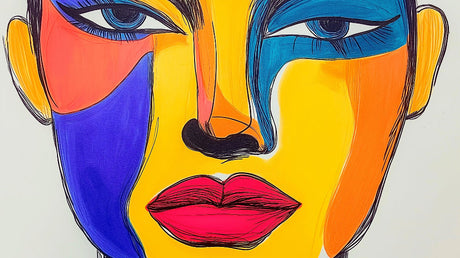 Abstract Face Portrait design file showing vibrant pop art pattern with geometric color blocks