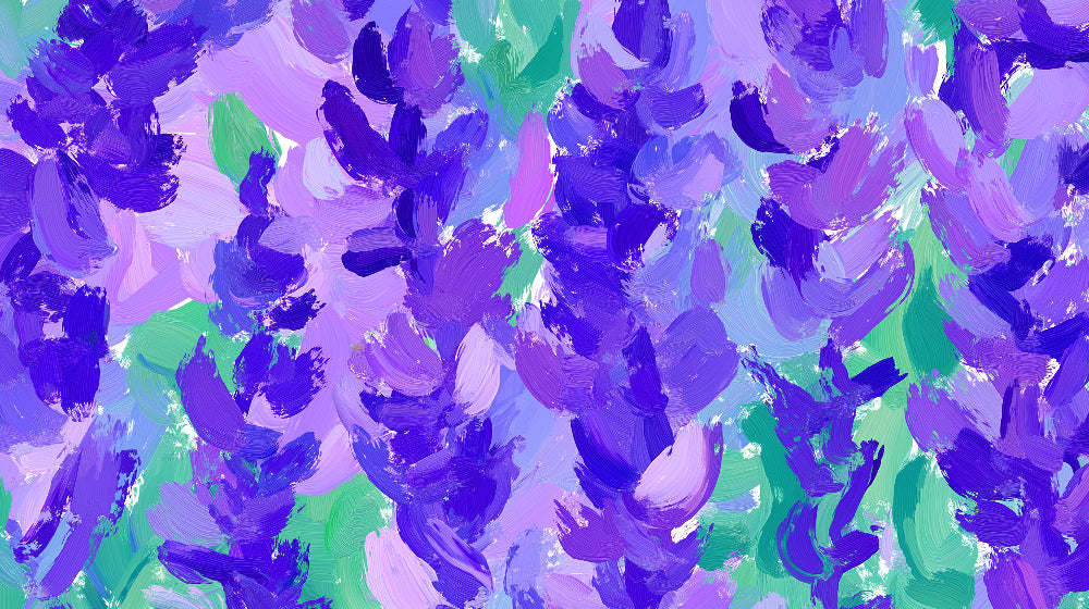 Purple and green abstract floral design file showing artistic brush strokes pattern