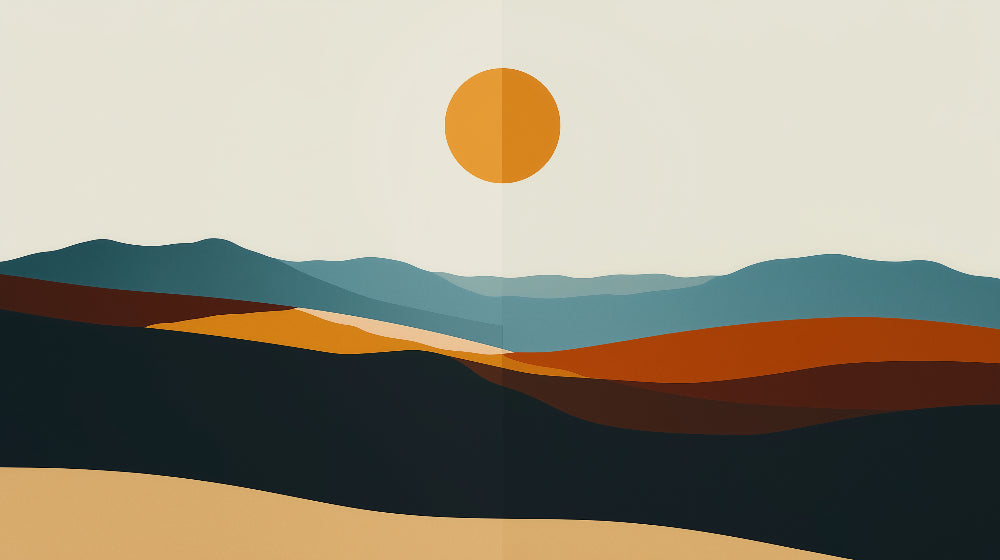Mountain abstract wallpaper design file showing geometric shapes and sunset colors in minimalist style
