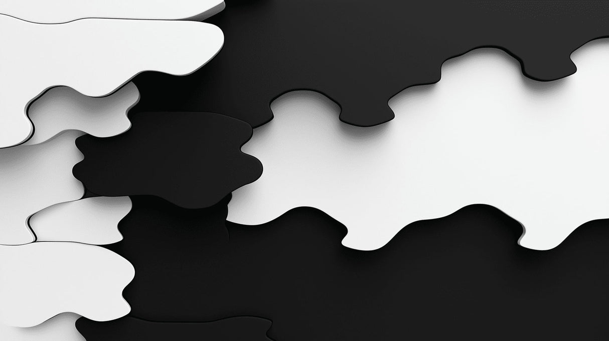 Black and White Abstract Fluid Design pattern file showing detailed 3D effect and flowing shapes