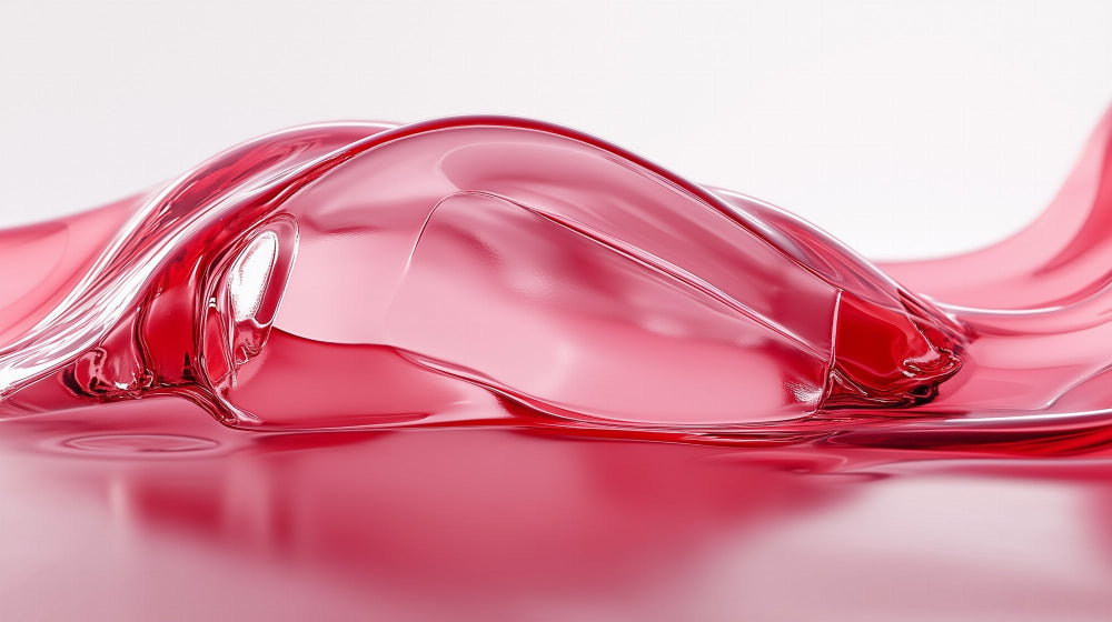 Red liquid glass abstract wallpaper design file showing fluid motion pattern