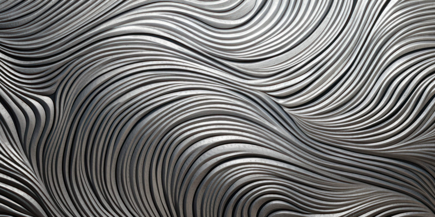 3D silver wave pattern wallpaper design file showing detailed metallic texture and flowing lines