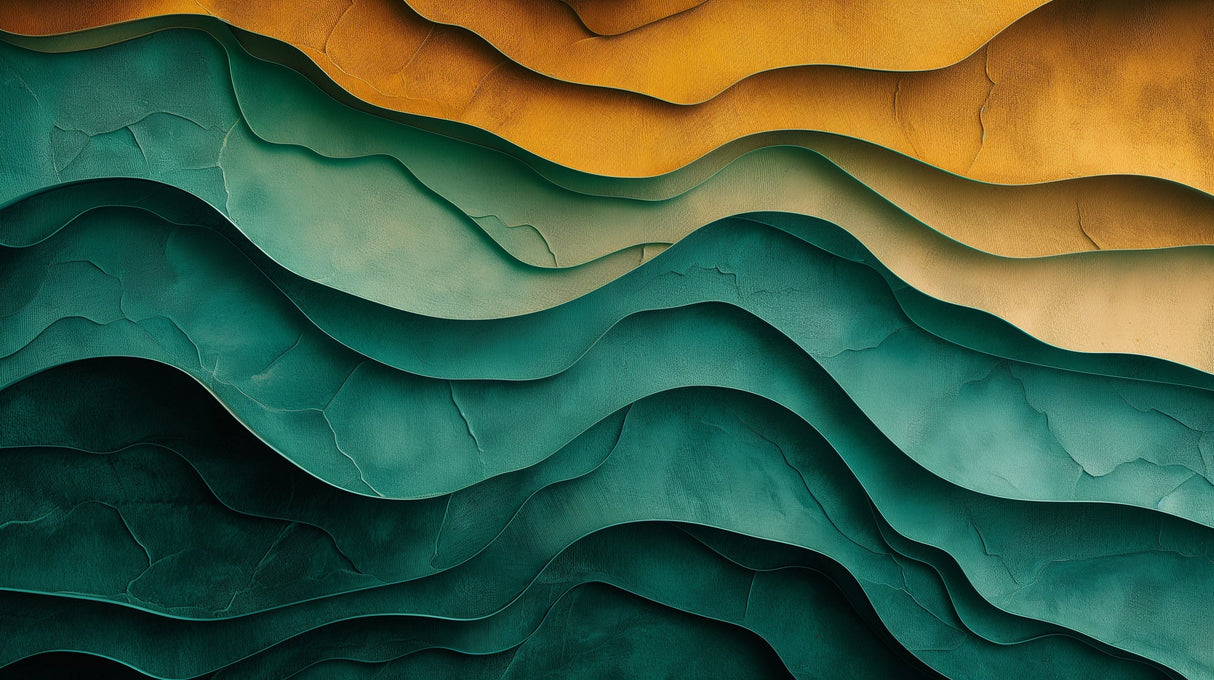 Green and gold 3D waves design file showing intricate wave pattern and rich color transitions