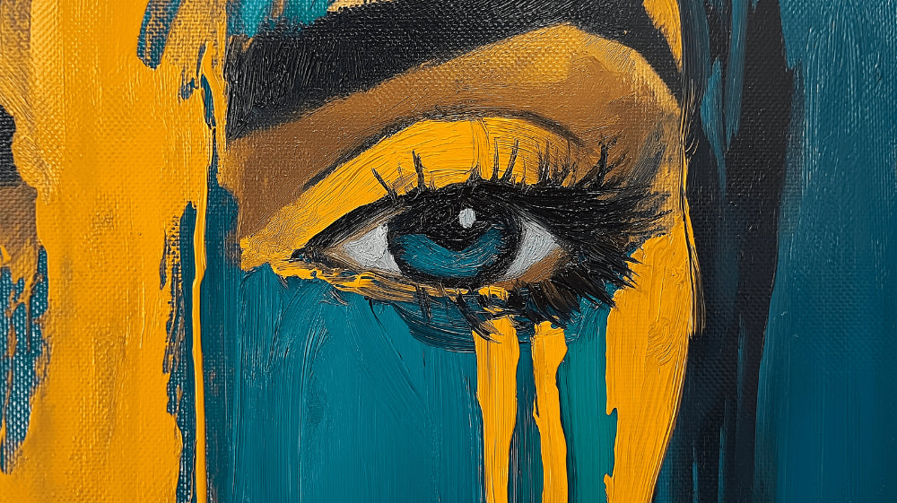Abstract Eye in Teal and Gold design file showing intricate artistic details and color palette