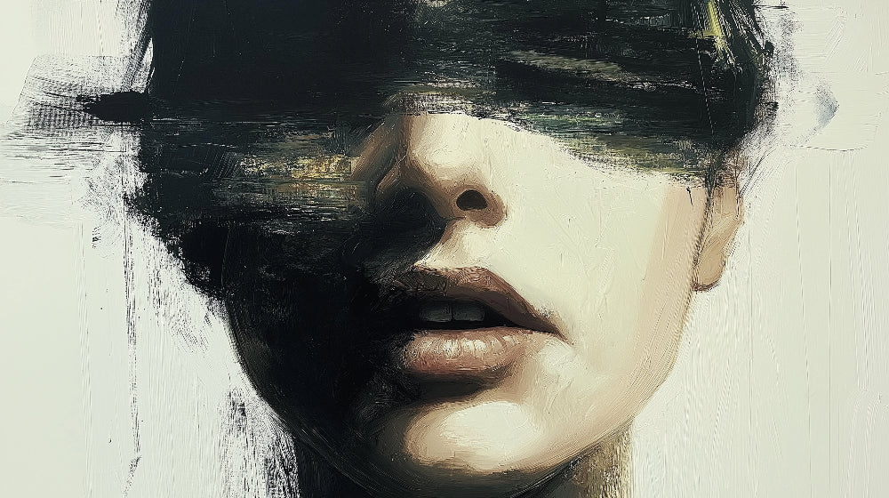 Abstract Portrait design file showing detailed black and white brushwork pattern