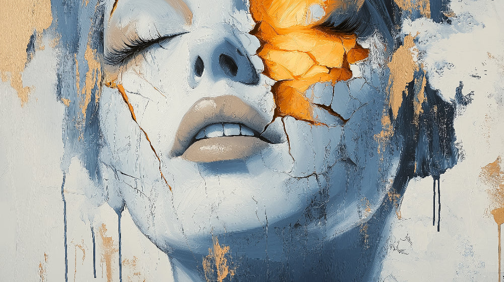 Abstract Portrait Wallpaper design file showing detailed blue and gold brushstrokes pattern