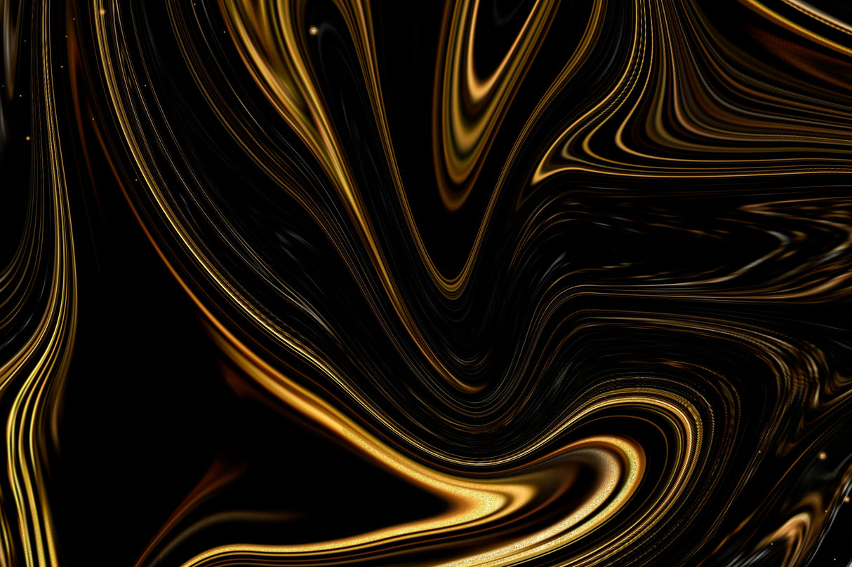 Black and gold fluid waves wallpaper design file showing intricate pattern details