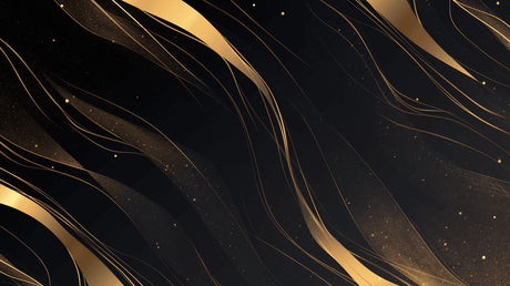 Black and gold wave design pattern file showing fluid metallic movement on deep black background