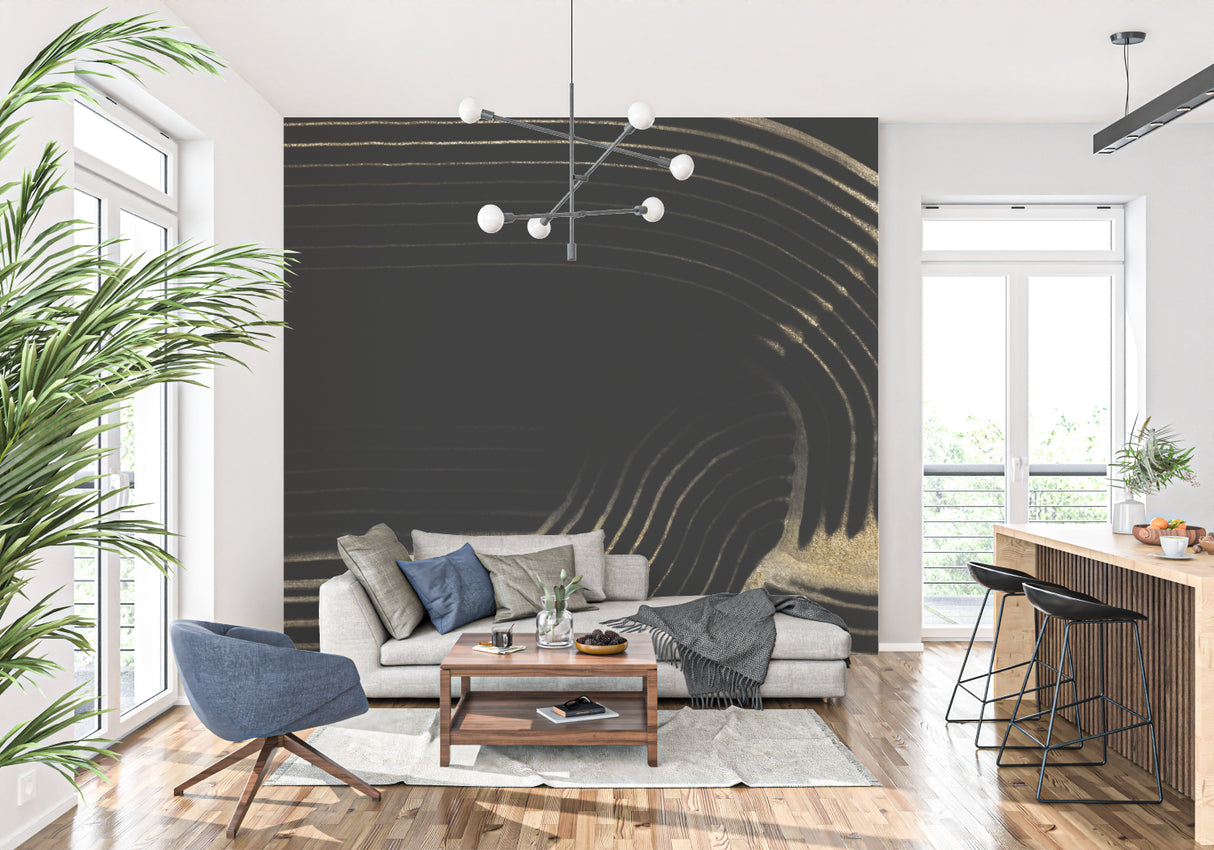 Abstract wave line pattern enhancing an elegant hotel lobby entrance