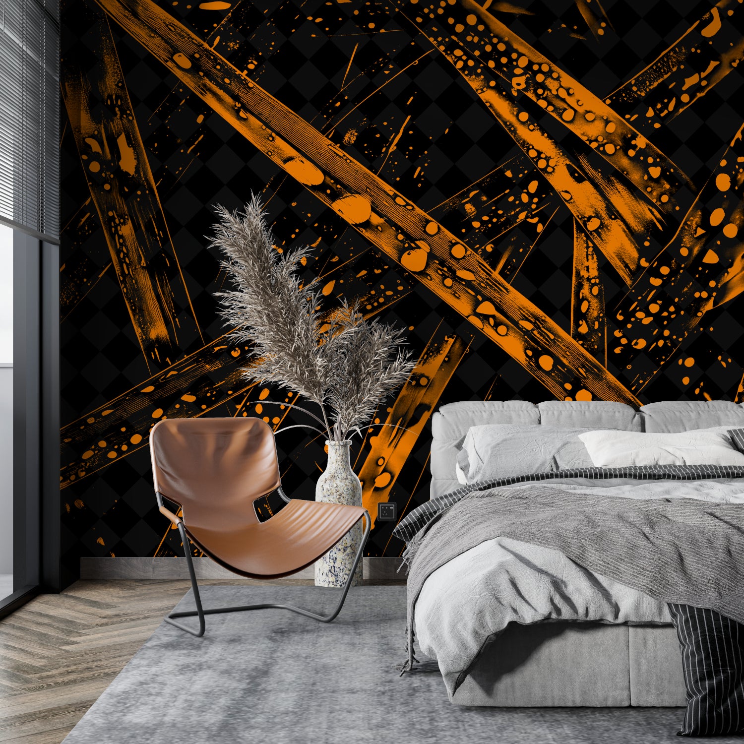 Modern Abstract Wall Design showcased in an urban loft space