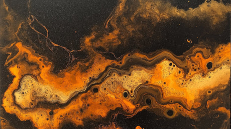Black and orange abstract wave design file showing fluid pattern detail and rich color variations