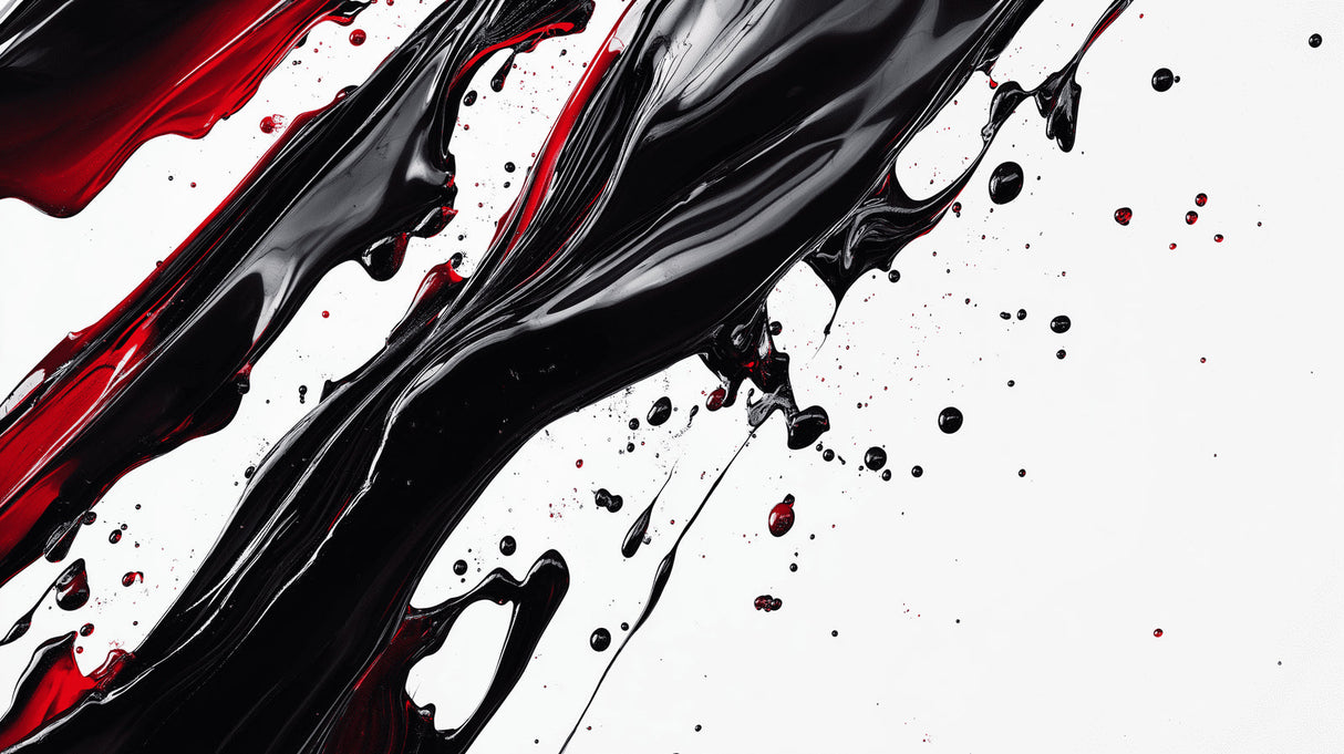 Black and red abstract fluid art design file showing intricate paint flow details