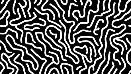 Black and white organic pattern design file showing flowing curved lines and geometric shapes