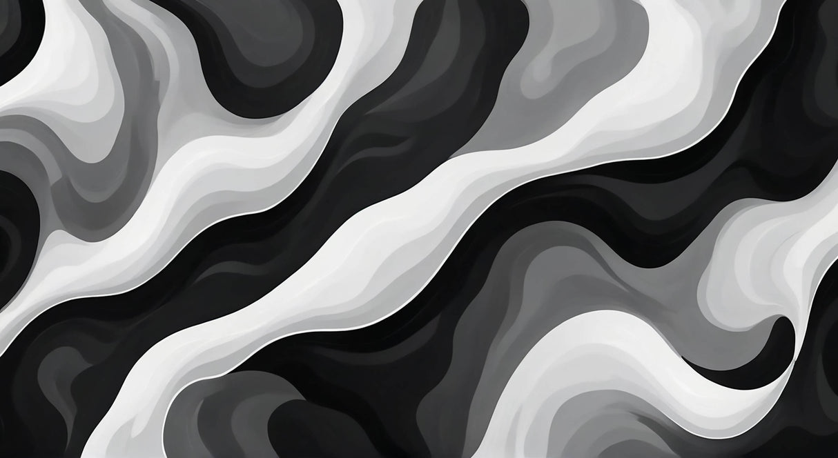 Black and white wave pattern design file showing fluid abstract forms and dynamic movement