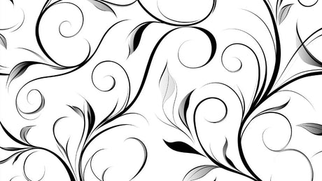 Abstract black spiral floral pattern design file showing intricate details and flowing movement
